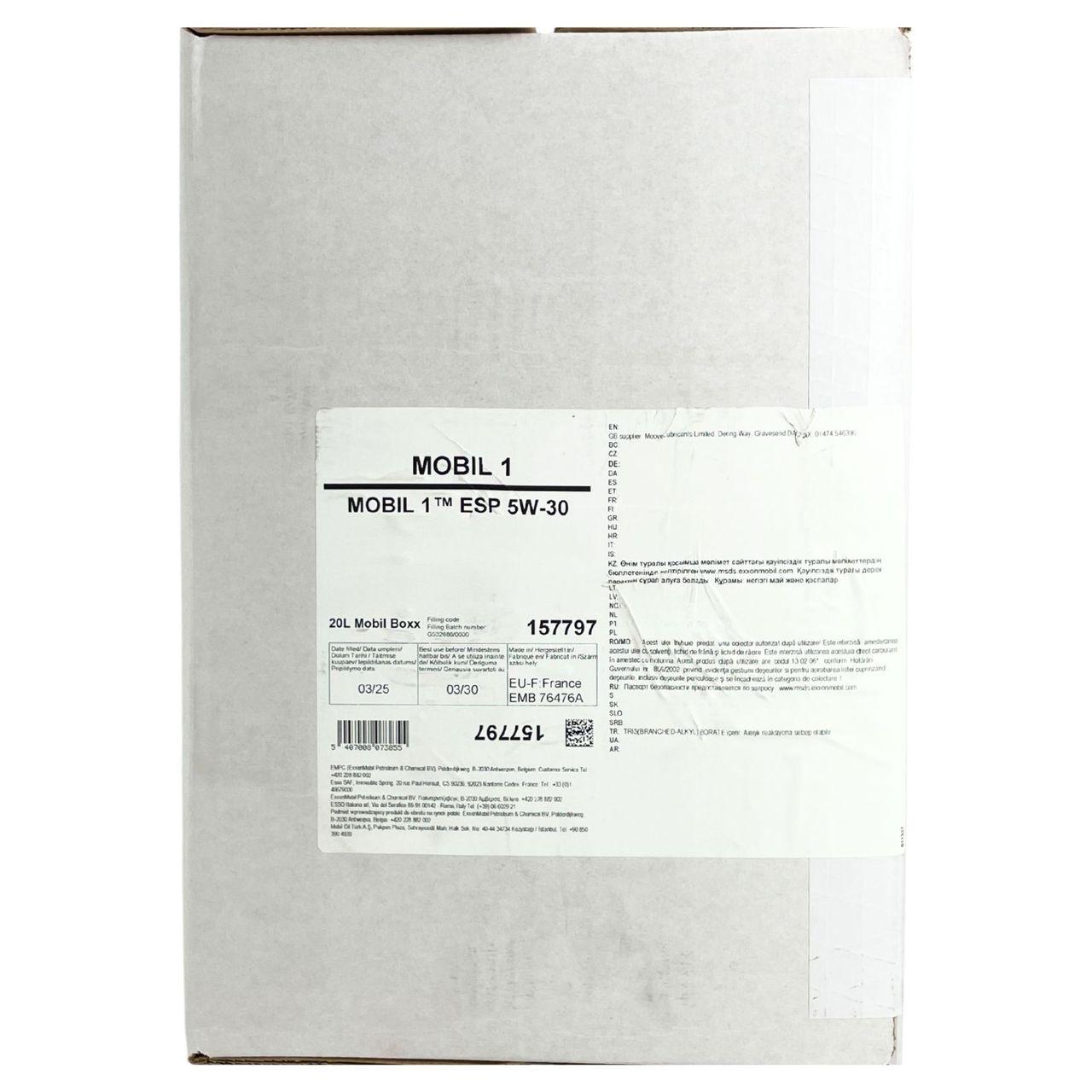Mobil 1 ESP 5W-30 20 Liter BAG-IN Box