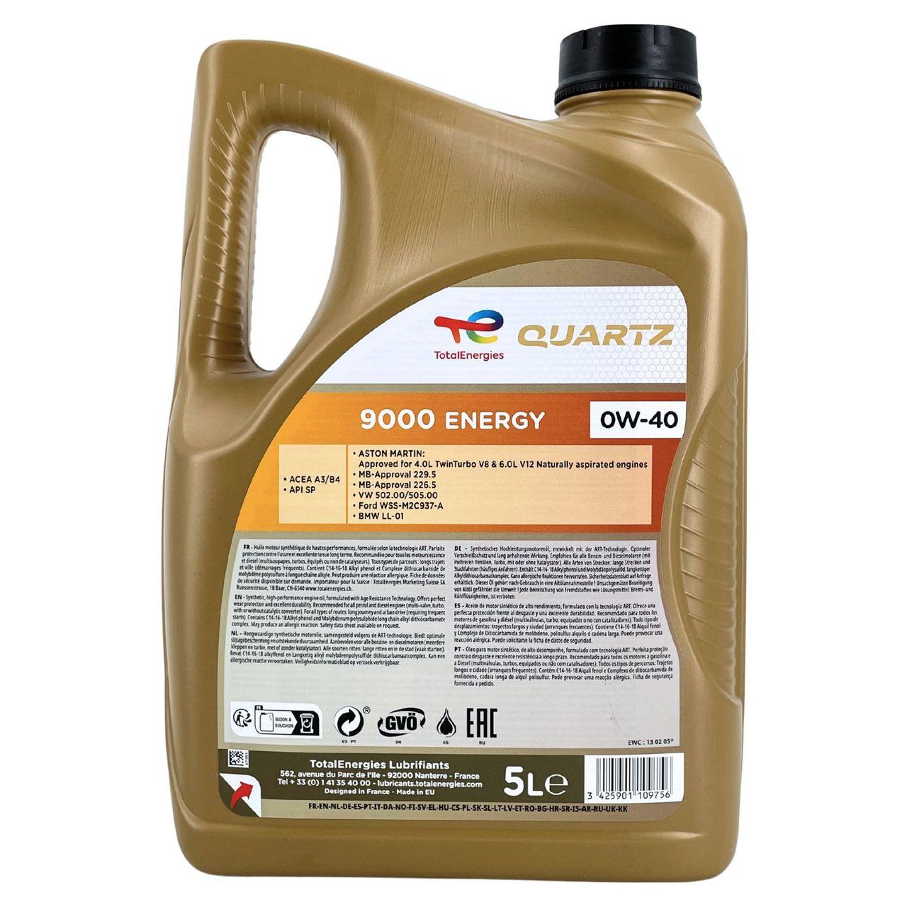 Total Quartz 9000 Energy 0W-40 5 Liter