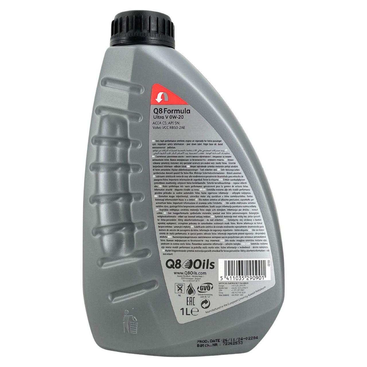 Q8 Formula Ultra V 0W-20 1 Liter