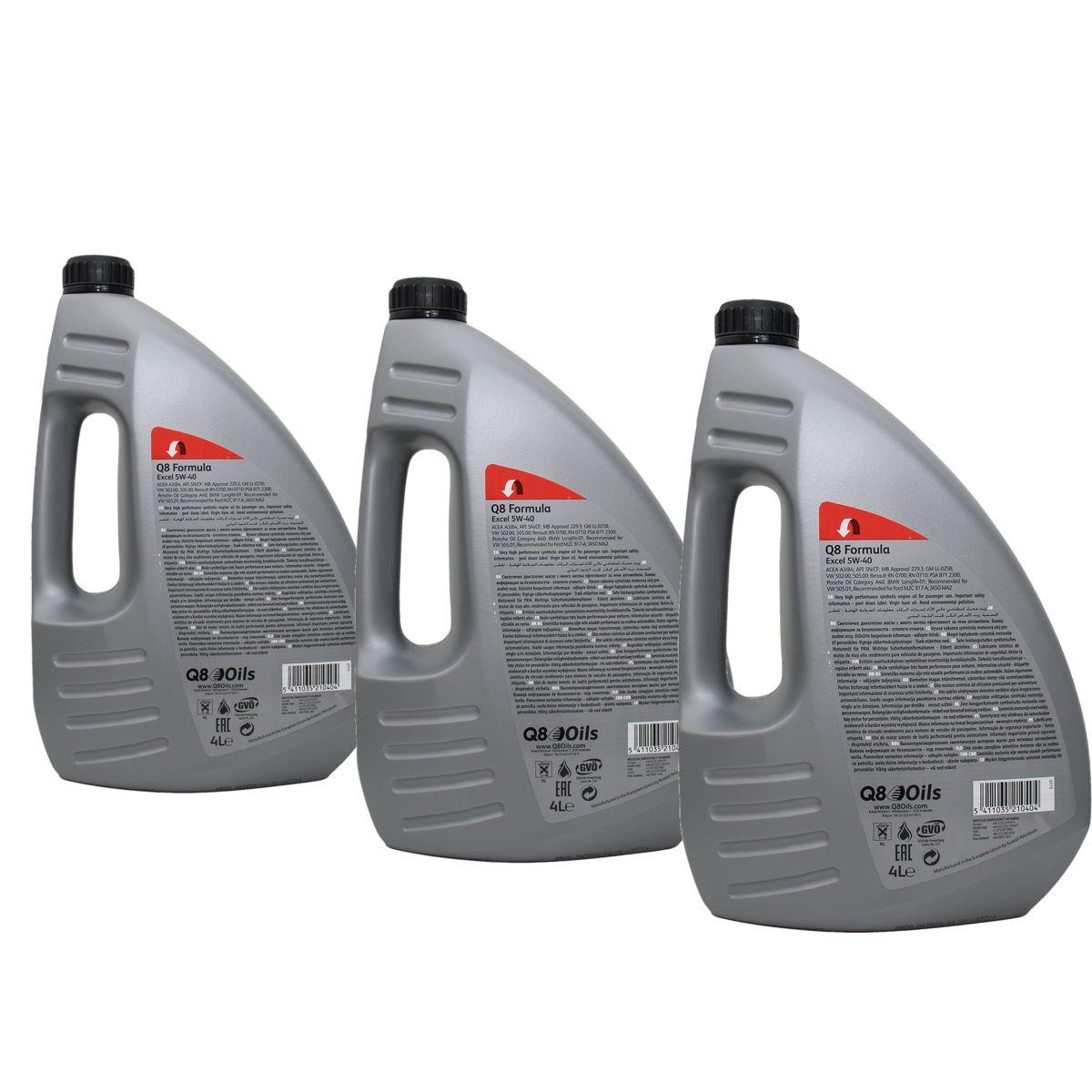 Q8 Formula Excel 5W-40 3x4 Liter