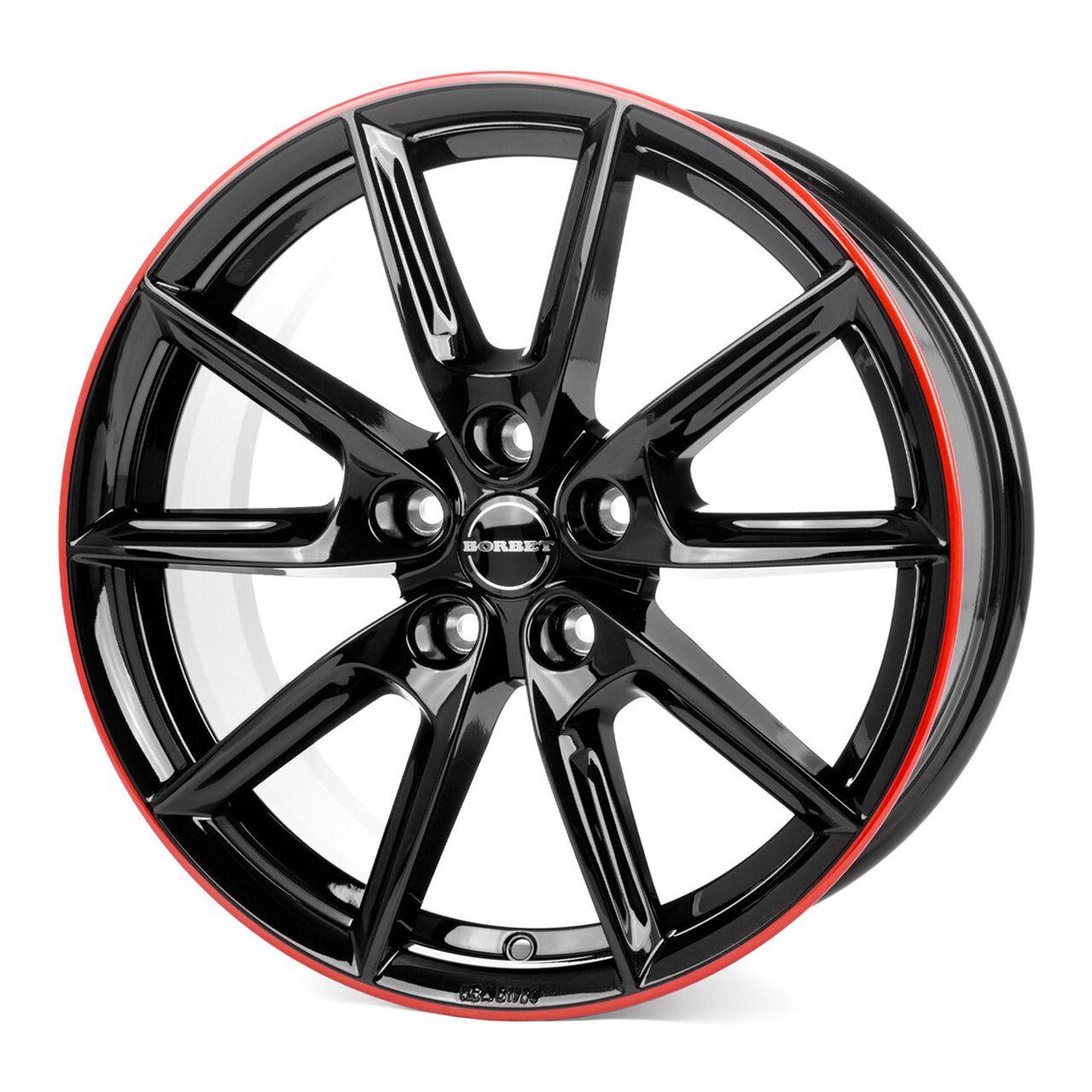 BORBET DESIGN LX19 black glossy red ring 8.0Jx19 5x108 ET45
